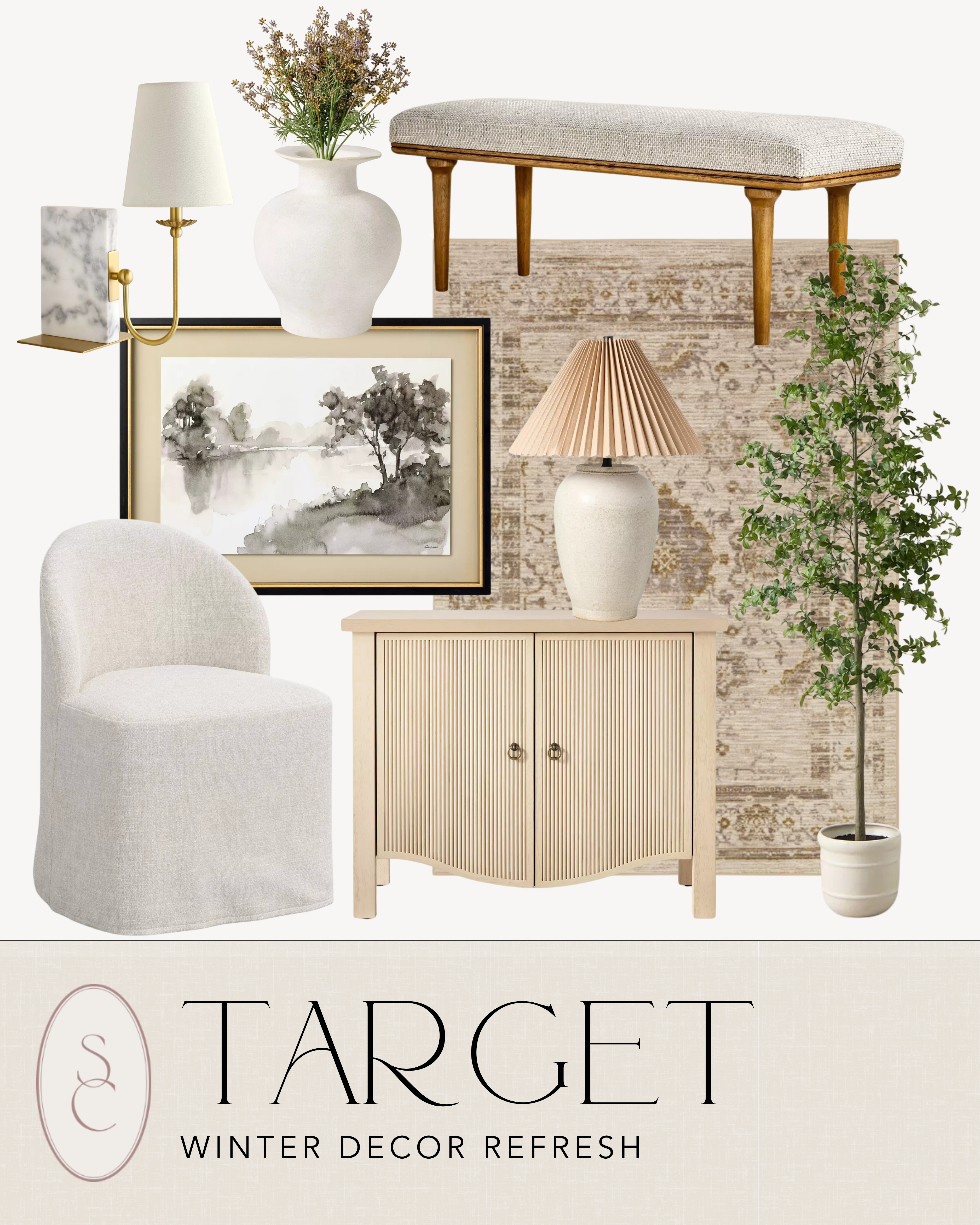 Winter Home Refresh | Multiseasonal Decor To Keep For Spring : winter home decor, spring home decor, target new arrivals, target spring decor, hearth and home, magnolia target, spring collection, accent table, accent bench, lamps, vases, sconces, chairs, bohemian style neutral rugs 