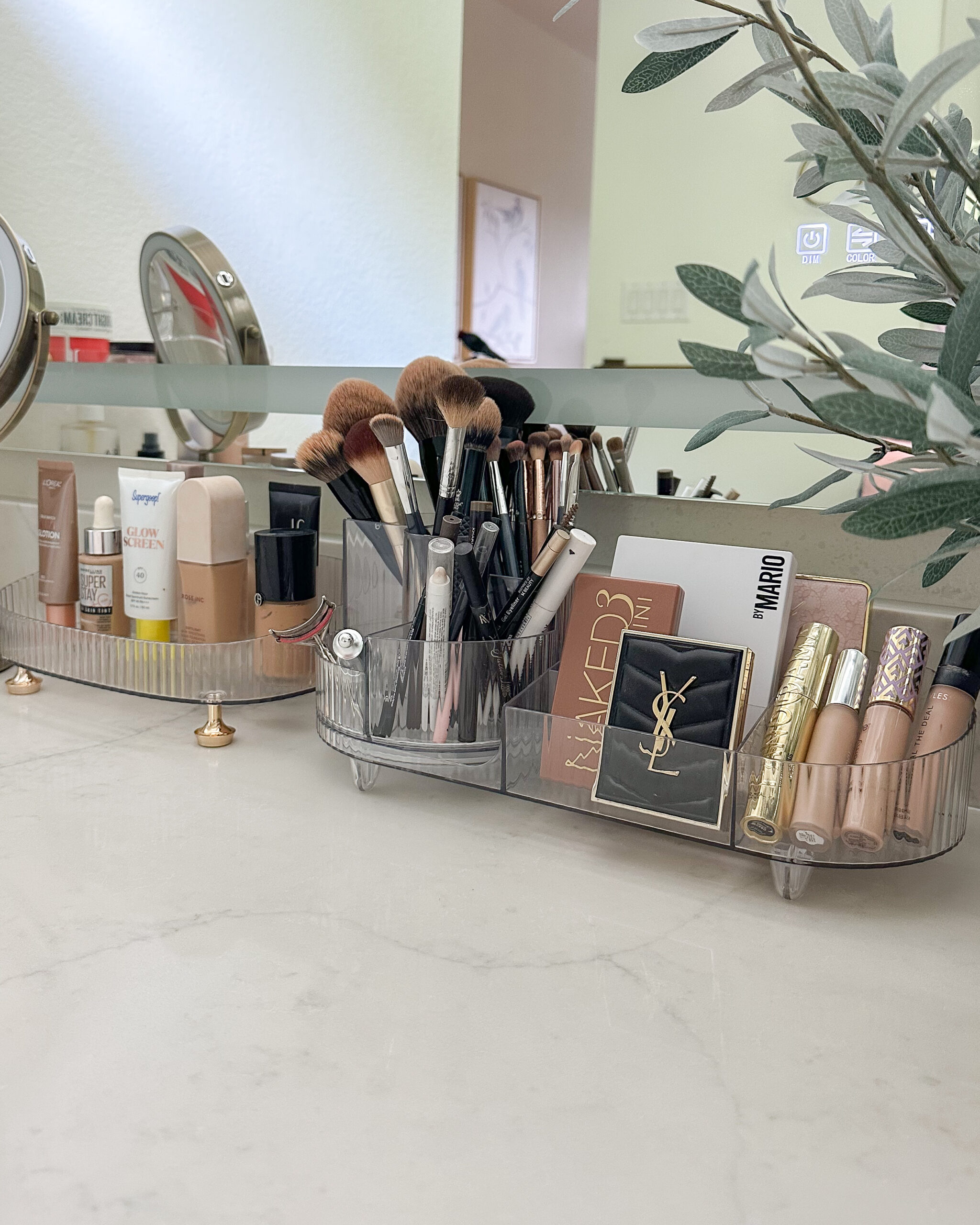 Organization Essentials | Starting The New Year Fresh : vanity space, vanity chair, vanity mirror, light up mirror, makeup organizers, makeup holders, perfume display, makeup display