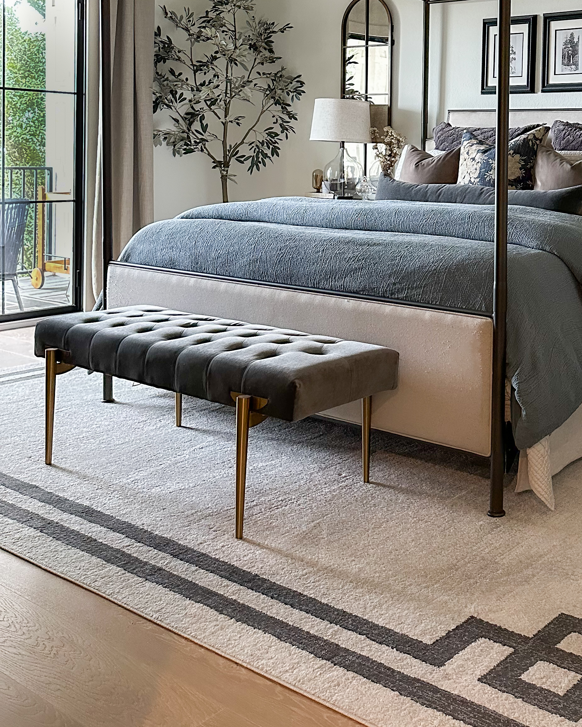 Luxe Pieces From Amazon : home finds, amazon decor, luxe home, elevated home, bedding, bedroom, luxe bed set, accent benches, rugs, minimal room, guest bed